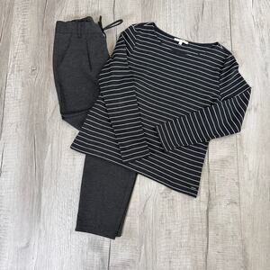 Tom Tailor Denim Gray Pantsuit Comfort/Stretch Pant Set Women's 2Pc Pant L Top M